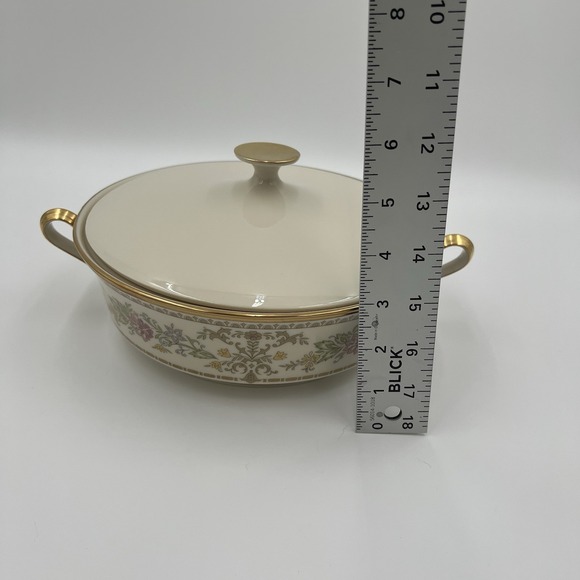Lenox Serving Tureen with Lid Gold Trim Floral Pattern Porcelain Dish - Picture 12 of 12